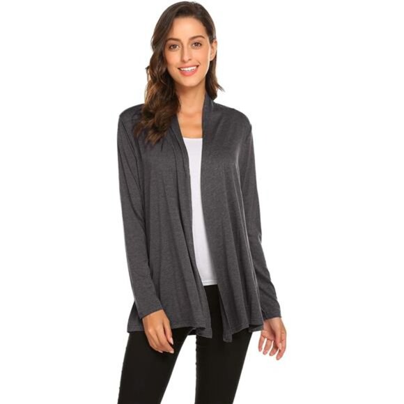 Womens Casual Lightweight Long Sleeve Cardigan Soft Drape Open Front Fall - Picture 2 of 7